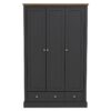 Devon 3 Door 2 Drawer Wardrobe Charcoal