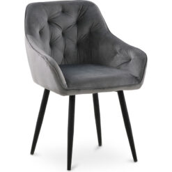 Dining Chair with Armrests - Upholstered in Velvet - Alene