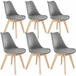 Dining Chairs Frederikke Set of 6 - padded, ergonomic shape - grey