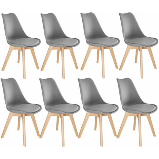 Dining Chairs Frederikke Set of 8 - padded, ergonomic shape - grey