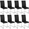 Dining Chairs Set - cantilevered, high backrest, flat steel frame - dining room chairs, kitchen chairs, dining table chairs - black Set of 8