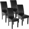 Dining Chairs Set of 4 - ergonomic, high backrest, padded faux leather - dining room chairs, kitchen chairs, dining table chairs - black