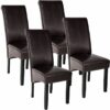 Dining Chairs Set of 4 - ergonomic, high backrest, padded faux leather - dining room chairs, kitchen chairs, dining table chairs - brown