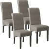 Dining Chairs Set of 4 - ergonomic, high backrest, padded faux leather - dining room chairs, kitchen chairs, dining table chairs - gray marbled