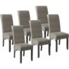 Dining Chairs Set of 6 - ergonomic, high backrest, padded faux leather - dining room chairs, kitchen chairs, dining table chairs - gray marbled