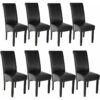 Dining Chairs Set of 8 - ergonomic, high backrest, padded faux leather - dining room chairs, kitchen chairs, dining table chairs - black