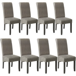 Dining Chairs Set of 8 - ergonomic, high backrest, padded faux leather - dining room chairs, kitchen chairs, dining table chairs - gray marbled