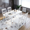 Dining Table and 4 Chairs Solid Pine Nature Kitchen Living Room Furniture Wood Dining Room Set White - Elegant