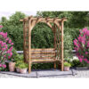 Dunster House Pergola with Seat Bench Lattice Trellis Arbour Wooden Furniture Garden Plant Frame Jasmine