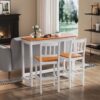 ELEGANT Dining Bar Set-1 Table and 2 Chairs Solid Wooden Bar Table Set for Dining Room 1170 x 590 x 195mm, Honey/White Natural Pine