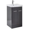 Eve Floor Standing 2-Door Vanity Unit with Basin 500mm Wide - Wolf Grey - Orbit