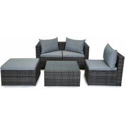 Evre Outdoor Rattan Garden Furniture Set Malaga Conservatory Patio Sofa coffee table Grey