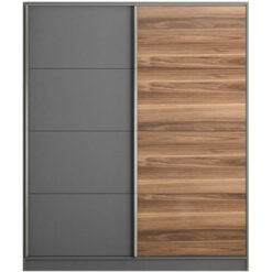 Evuhome - milano Sliding Door Wardrobe Walnut, Anthracite