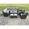 Fimous - 10 Seat Rattan Garden Furniture Corner Sofa Set Outdoor Patio Sofa Chair Table Set with 2 Small Footstools Dark Grey Mixed