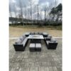 Fimous - 10 Seater Outdoor Lounge Rattan Sofa Set Garden Furniture Gas Firepit Set Heater Dining Table With Chair and 2 Coffee Table Dark Grey Mixed