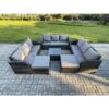 Fimous 11 Seater Outdoor Rattan Garden Furniture Set Conservatory Patio Sofa Coffee Table With 2 Big Footstool Dark Grey Mixed