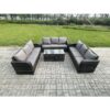 Fimous - 11 Seater Rattan Garden Furniture Set Indoor Outdoor Patio Sofa Set with Coffee Table 2 Small Footstools Dark Grey Mixed