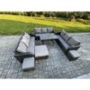 Fimous 12 Seater Wicker Rattan Garden Furniture Set with Rectangular Dining Table 3 Footstools Patio Outdoor Lounge Sofa Set