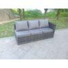 Fimous 3 Seater Single Arm Rest Rattan Lounge Sofa Patio Outdoor Garden Furniture With Seat And Back Cushion Left Side