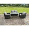 Fimous 4 Seater Outdoor Dark Grey Mixed High Back Rattan Sofa Dining Table Set Garden Furniture Patio