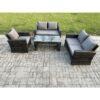 Fimous 4pcs Rattan Outdoor Garden Furniture Sofa Set Table & Chairs Dark Grey Mixed