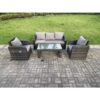 Fimous 5 Seat PE Rattan Garden Furniture Set Adjustable Chair Lounge Sofa Set Oblong Coffee Table Dark Grey Mixed