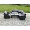 Fimous 5 Seater Garden Furniture set Rattan Outdoor Lounge Sofa Table Chair With Tempered Glass Table Dark Grey Mixed