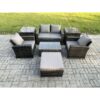 Fimous 5 Seater Outdoor Lounge Sofa Set Wicker PE Rattan Garden Furniture Set with Rectangular Coffee Table Double Seat Sofa 2 Side Tables Big