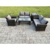 Fimous 5pcs Rattan Outdoor Garden Furniture Sofa Set with Coffee Table Side Table Dark Grey Mixed