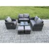 Fimous 6 Piece Garden Furniture Sets 6 Seater Outdoor Patio Furniture Set Weaving Wicker Rattan Sofa Chair and Table with 2 Small Footstools