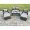 Fimous 6 Seater High Back Rattan Garden Furniture Sofa Sets with Rectangular Coffee Table Armchair 2 Big Footstool Dark Grey Mixed