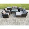 Fimous 7 Seater Dark Grey Mixed High Back Rattan Sofa Set Coffee Table Garden Furniture Outdoor Patio With Love Sofa Arm Chairs 2 Side Tables Big