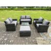 Fimous 7 Seater Dark Grey Mixed High Back Rattan Sofa Set Square Coffee Table Garden Furniture 2 Seater Sofa Chairs Outdoor Patio