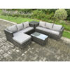 Fimous 7 Seater Rattan Garden Furniture Set Outdoor Patio Sofa Set with Oblong Coffee Table Side Table Big Footstool Dark Grey Mixed