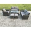 Fimous 7 Seater Rattan Outdoor Garden Furniture Sofa Set with Coffee Table 2 Small Footstool Dark Grey Mixed