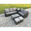 Fimous 7 Seater Rattan Wicker Garden Furniture Patio Conservatory Sofa Set with Rectangular Coffee Table 3 Seater Sofa Love Sofa 2 Small Footstools