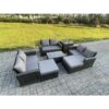 Fimous - 7 pc Rattan Sofa Garden Furniture Outdoor Patio Set with Side Tables 2 Big Footstool Love Seat Sofa Dark Grey Mixed