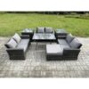 Fimous - 7 pcs Outdoor Lounge Sofa Set Wicker pe Rattan Garden Furniture Set with Rectangular Dining Table Love Seat Sofa 2 Side Tables Big Footstool