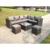 Fimous 8 Seater Grey Rattan Corner Sofa Set Coffee Table Garden Furniture Outdoor