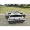 Fimous - 8 Seater Outdoor pe Rattan Garden Furniture Gas Fire Pit Dining Table Set Lounge Sofa 2 pc Armchairs Dark Grey Mixed Patio