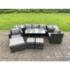 Fimous 8 Seater Rattan Outdoor Furniture Sofa Garden Dining Set with Dining Table 2 Armchairs 2 Side Tables 3 Stools Dark Grey Mixed