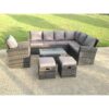 Fimous 9 Seater High Back Rattan Garden Furniture Set Corner Sofa With Oblong Coffee Table Stools With Chair