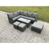 Fimous - 9 Seater Outdoor Rattan Garden Furniture Set Corner Sofa Oblong Coffee Table Sets with Patio 3 Footstools Dark Grey Mixed