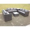 Fimous - 9 Seater u Shape Rattan Garden Furniture Set Patio Outdoor Lounge Sofa With Footstool Dark Grey Mixed