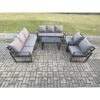 Fimous Aluminium 5 Pieces Garden Furniture Set with Cushions 8 Seater Outdoor Patio Lounge Sofa Set with 2 Armchairs Dark Grey