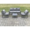 Fimous Aluminium Outdoor Garden Furniture Set Lounge Sofa 2 PC Chairs Square Coffee Table Sets Dark Grey