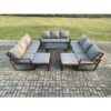 Fimous Aluminium Outdoor Garden Furniture Set Lounge Sofa Oblong Coffee Table 2 PC Big Footstool Sets with Cushions Dark Grey 11 Seater