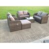 Fimous - Dark Grey Mix pe Wicker Rattan Garden Furniture Set Sofa Set Reclining Adjustable Chair 7 Seater With Big Footstool