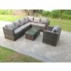 Fimous - Dark Grey Mixed pe Rattan Corner Sofa Set Outdoor Garden Furniture Oblong Coffee Table Armchair With Cushions