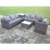 Fimous - Dark Mixed Grey Outdoor Rattan Garden Furniture Set Corner Sofa 2 Tables With 1 Chair